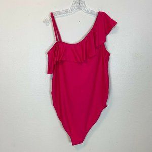 Motherhood Maternity XL One Shoulder Ruffle Swim Suit